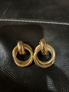 Gold-Tone Double Hoop Clip-On Earrings - Women Jewelry